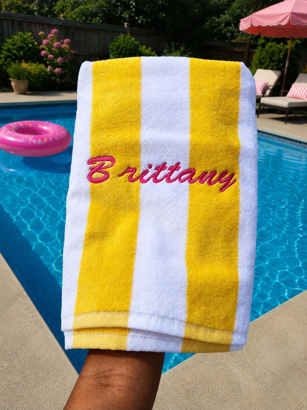 Personalized Striped Beach Towels - Pink, Yellow Blue, And More